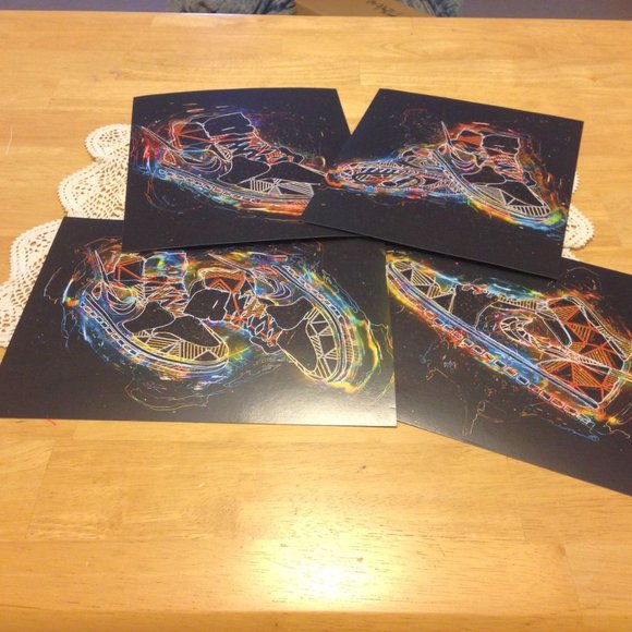 Neon Tennis Shoe Prints on black - Picture 1 of 5
